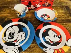 ミッキーマウス 子供用ディナープレートカップセット　レトロ　4点セット