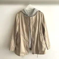 any SiS ノーカラージャンパー　フードベスト付き　ベージュ×グレーのサムネイル