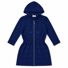 希少40サイズ✨クレージュ ボーダーメッシュ ニットワンピース フーディ 紺のサムネイル
