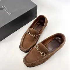 GUCCI グッチ ホースビットローファー スエード ゴールド金具 22.5cm