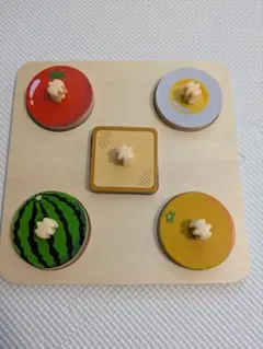 木製知育玩具セット（果物・顔・円形）パズル