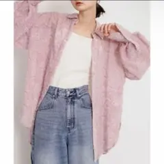 センスオブプレイスバイアーバンリサーチ◇フリンジジャガードルーズシャツ ピンク♪のサムネイル