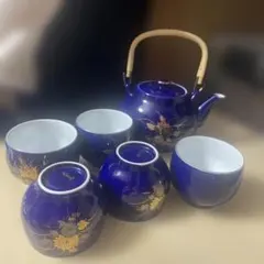 青色 陶器製 日本茶器 セット