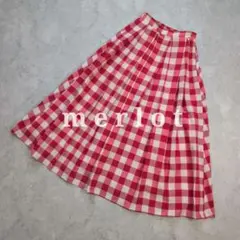 merlot メルロー ギンガムチェック ロングフレアスカート レッド ガーリーのサムネイル