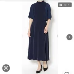 ☆LAGUNAMOON☆ LADYプリーツスリーブワンピース　リボン　ネイビー♡のサムネイル