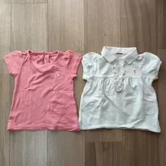 Ralph Lauren ピンクTシャツとホワイトポロシャツ2着セット 70cm