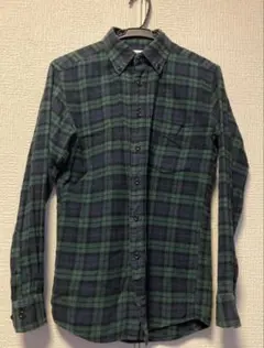 UNIQLO ネルシャツ S ネイビー/グリーンチェック