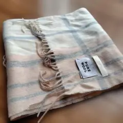 ウール100% チェック柄マフラー