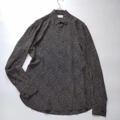 美品 サンローランパリ シルク ドット ドレスシャツ ブラック 比翼 39 