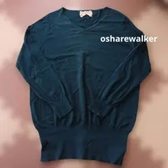 オシャレウォーカーニット トップス 長袖 薄手 セーター Vネック 綿100％