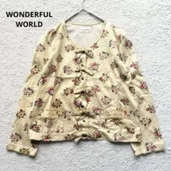 ワンダフルワールド 花 ブーケ リボン ギンガムチェック カーディガン 未使用級のサムネイル