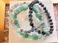 【新品】天然石ブレスレット3点 パワーストーン アクアアマまとめ売りNo.163