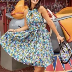 WDW 50周年 限定 ドレスショップ ワンピース S ホルターネック 総柄のサムネイル