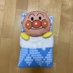 お値下げ　アンパンマン フリースブランケット青 折りたたみ　コンパクト