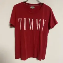 TOMMY JEANS Tシャツ レッド ロゴプリント S レディースのサムネイル