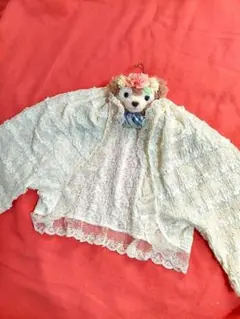 ホワイト レースカーディガン 半袖カーディガン