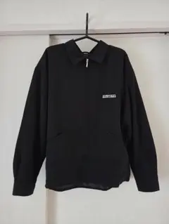 CPCM 刺繍プリント チャックシャツ アウター 黒 ナイロンブルゾン