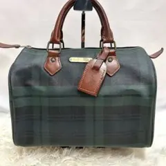 ヴィンテージ　ラルフローレン　ミニボストンバック　チェック　pvcレザー　革