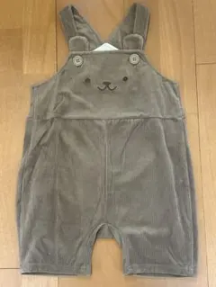 値下げ【新品未使用】90cm クマ刺繍ブラウンコーデュロイオーバーオール