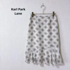 vintage】希少90sフランス製ドット柄シアー生地フリルひざ丈スカート