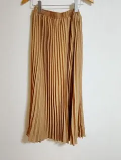 ベージュ プリーツ ロングスカートLサイズ