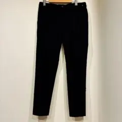 【美品】メンズ ストレッチ チノパン ブラック L 伸縮性あり ウエストゴム調整