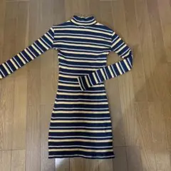 GYDA リブニットワンピース ネイビー ストライプ ワンピース Sサイズ