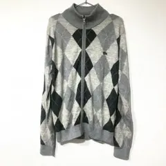 ラコステ LACOSTE⭐️ ウール100% ジップアップセーター アーガイル柄