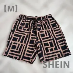 SHEIN幾何学模様 ショートパンツ【M】総柄　黒 ストライプ　おしゃれ　春夏秋