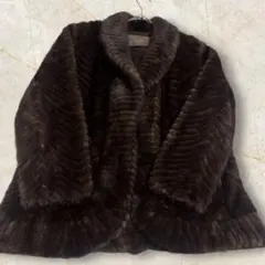 【美品】ダークブラウン ミンク　ファーコート　11号