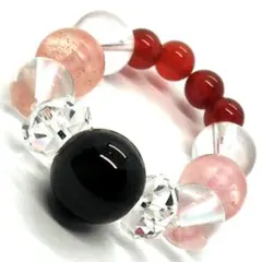 天然石リング☆ブラックオニキス　チェリークォーツ　クリスタル　瑪瑙