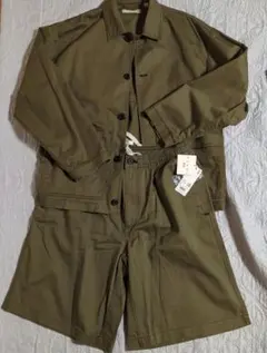 新品　ユニクロ×マルニ　セットアップ　ジャケット　ハーフパンツ　オリーブ　L　綿
