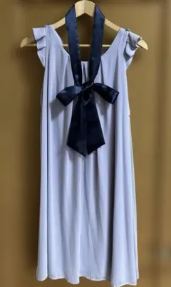 axes femme 2wayドレスワンピース ブルーグレー バックレース結婚式