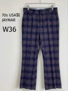 【希少】70s USA製 JAYMAR ポリニットスラックス W36ルーズ古着のサムネイル