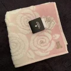 LANVIN バラ模様 タオルハンカチ ピンク
