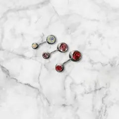 【美品】ボディピアス へそピアス バナナバーベル 14G 3点セット