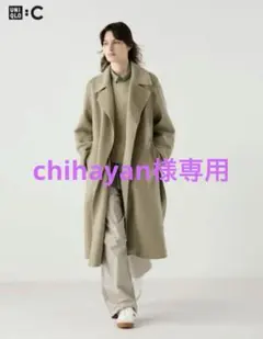 ユニクロC ダブルフェイスラップコート ベージュ L UNIQLO サイズL