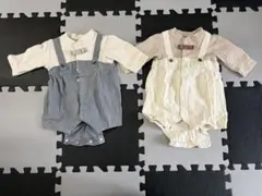 サロペット風ロンパース2点セット 70cm 男女双子