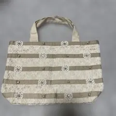 L'ESTROSE レストローズ レーストートバッグ アイボリー　ベージュ