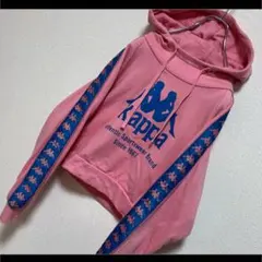KAPPA カッパ パーカー フーディ ショート丈 ピンク 袖連ロゴMのサムネイル