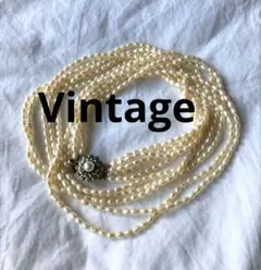 ビンテージ　淡水パール　シルバー　ネックレス　5連　淡水真珠