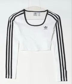 adidas 長袖クロップドトップ ホワイト