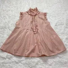 【dahl'ia】フリル付きピンクノースリーブ　ブラウス ダリア