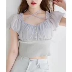 ナイスクラップ オフショルクロスリボンニット 新品未使用