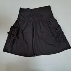 レディースハーフパンツ ブラック フレア ポケット付きのサムネイル