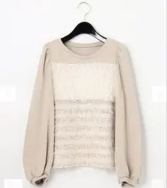 グレースコンチネンタル　カットソーコンビパフ袖トップス