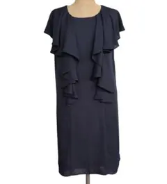 【美品】ROPE PICNICロペピクニック ブラック膝下丈フリルワンピース