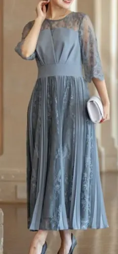 epic day レース＆プリーツロングパーティードレス　結婚式