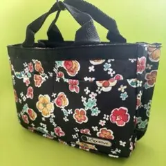 新品　レスポートサック　バックインバッグ　黒　フラワー柄