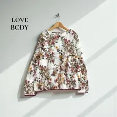 ラブボディ ブラウス【M】総柄　綿100％ 花柄 ボタニカル 個性的S3546